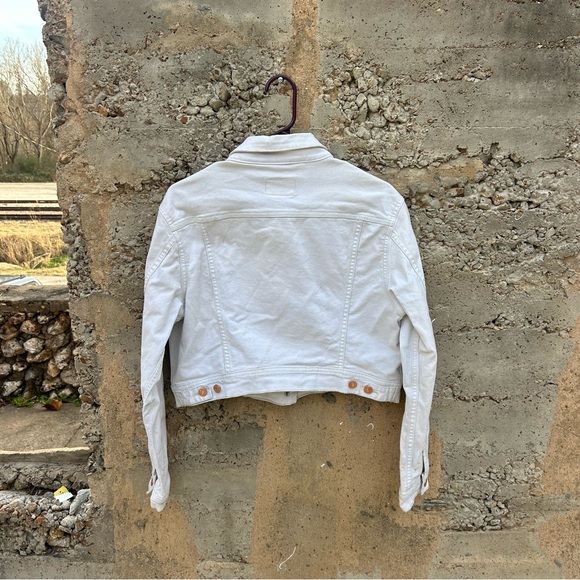 Levi's Women’s White Cropped Trucker ‎ Denim Jacket XL - Picture 5 of 7